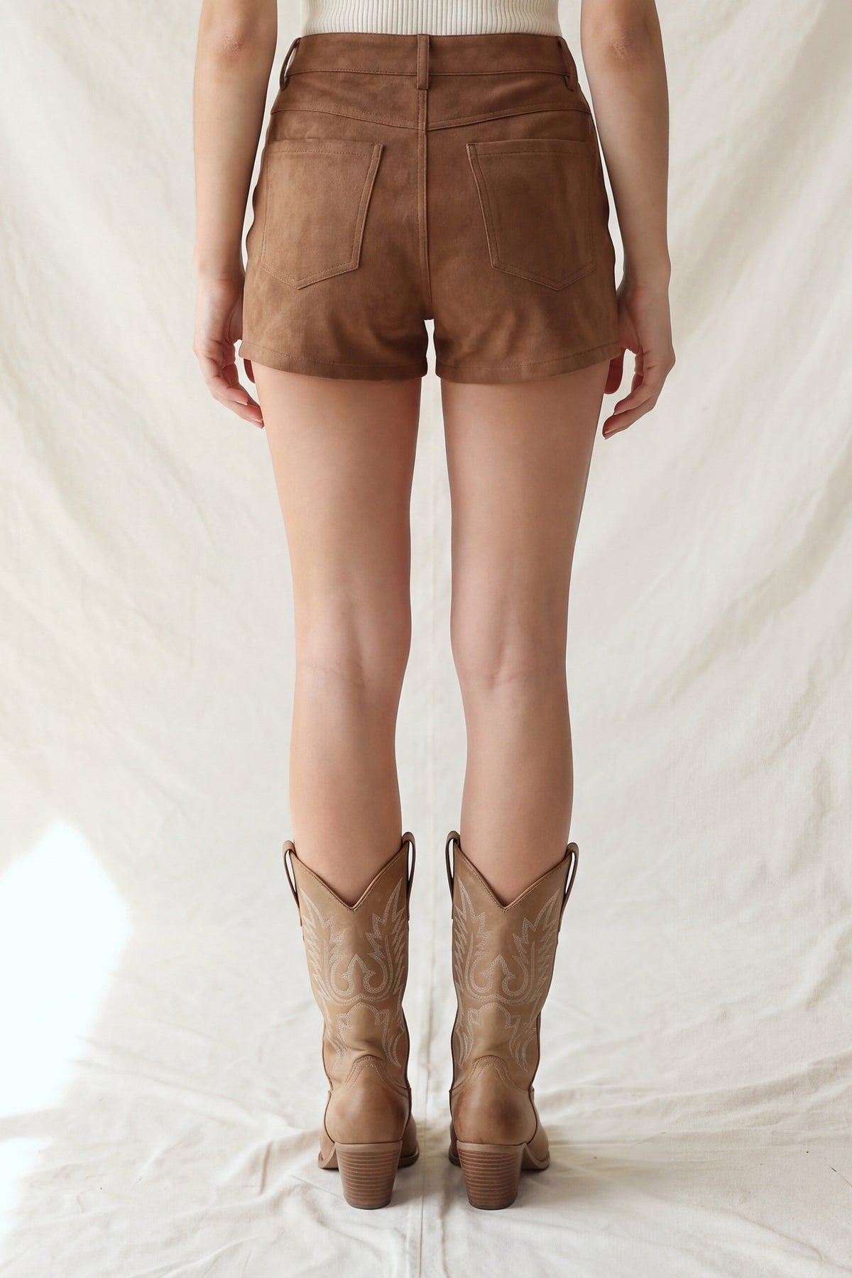 high waist suede shorts