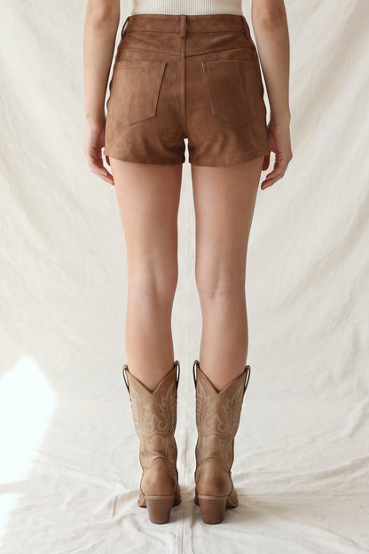 high waist suede shorts