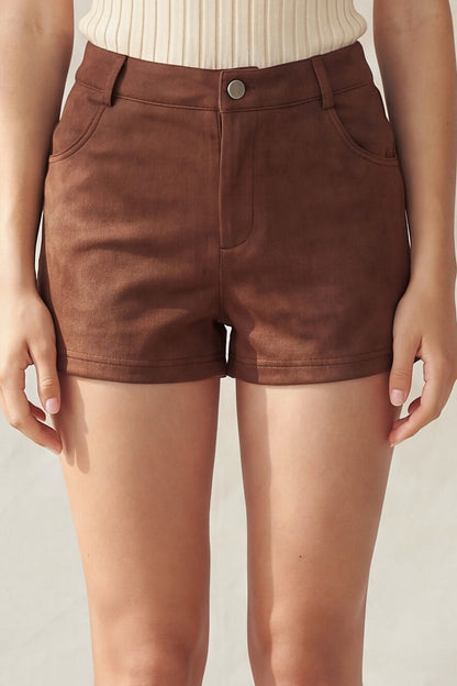 high waist suede shorts