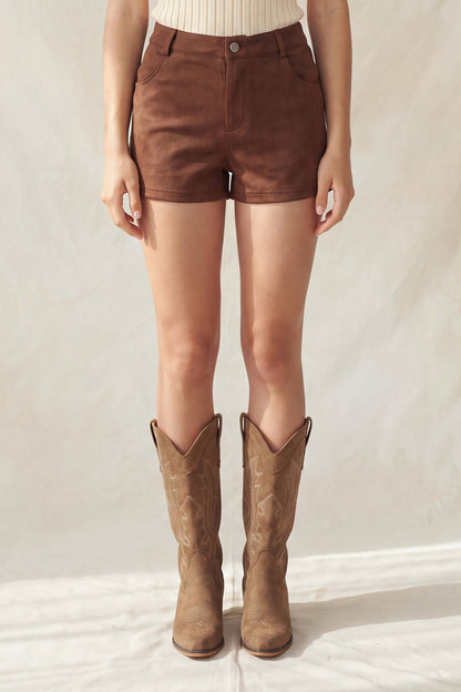 high waist suede shorts