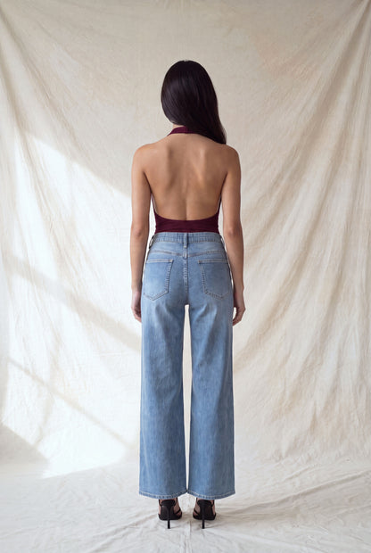Faux Suede Cowl Neck Low-cut Back Bodysuit