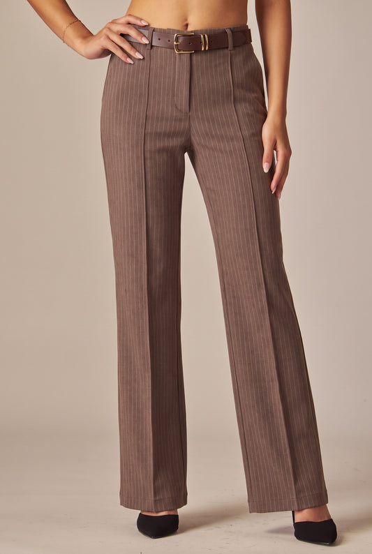Belted Pinstripe Trousers