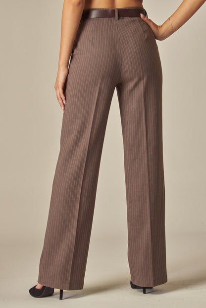 Belted Pinstripe Trousers