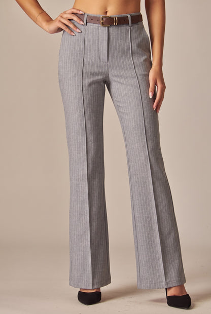 Belted Pinstripe Trousers