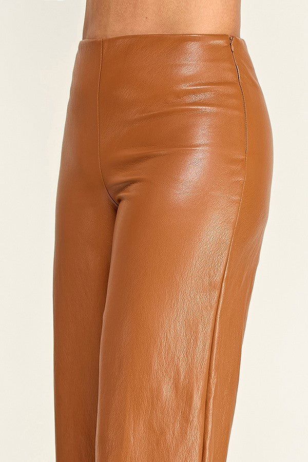faux leather hight waist wide leg pants