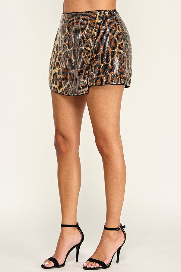 Animal Sequin Mini Skort