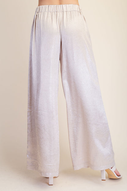 Metallic High Waist Wide Leg Pants