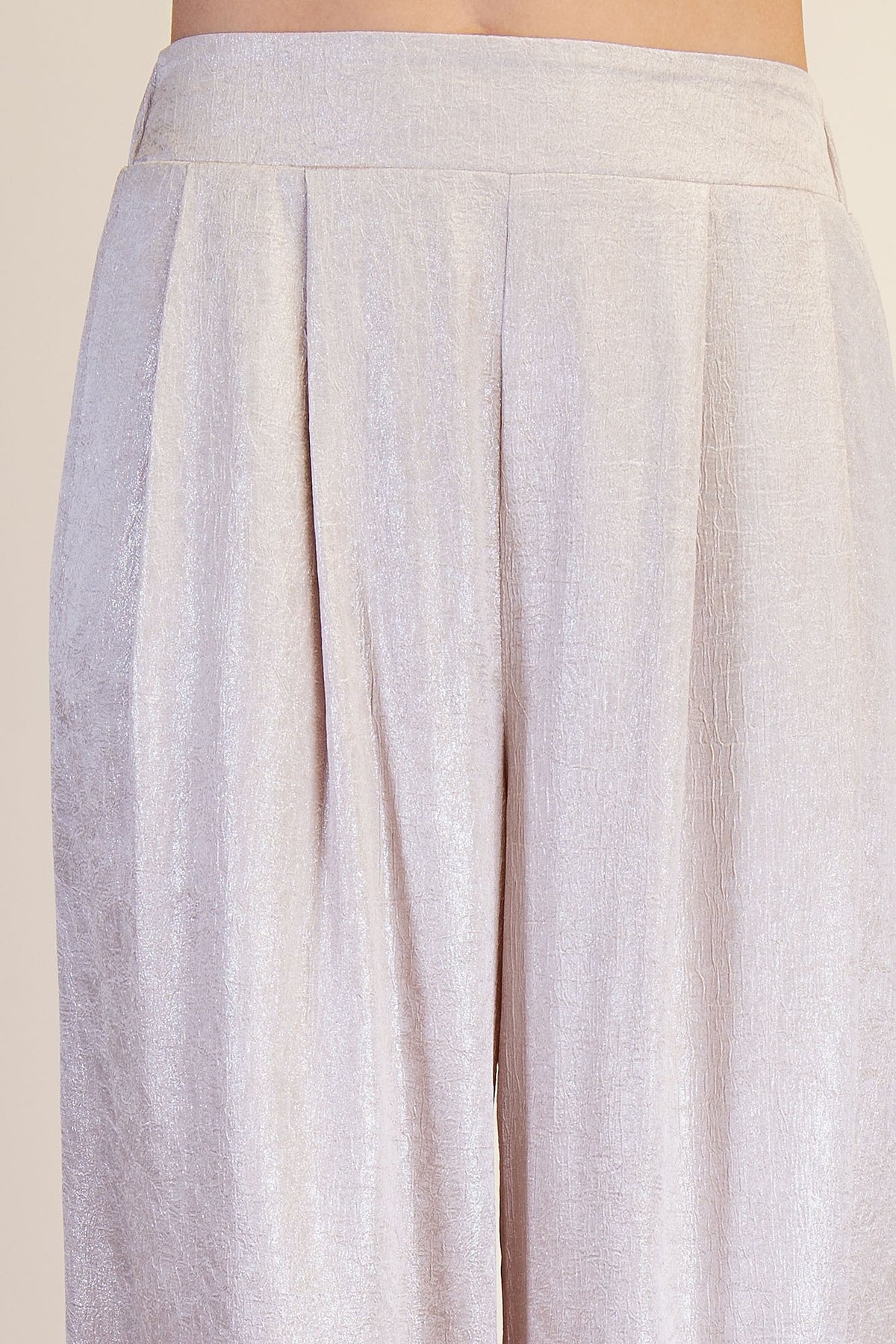 Metallic High Waist Wide Leg Pants