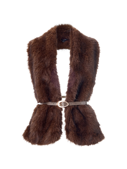 Belted fur vest