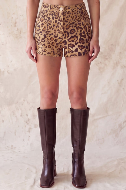 Leopard Faux Suede Short