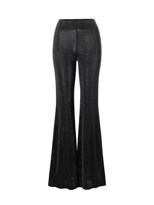 pull on rhinestone studded flare pants