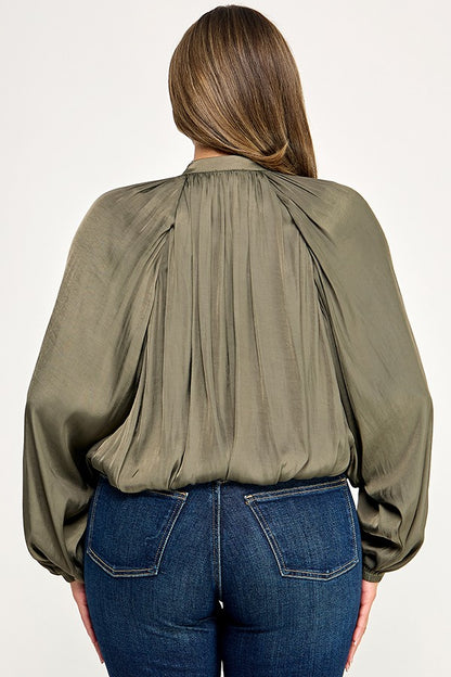 Long Sleeve High Collar Balloon Bomber Jacket