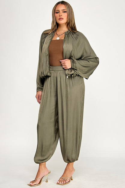 Long Sleeve High Collar Balloon Bomber Jacket