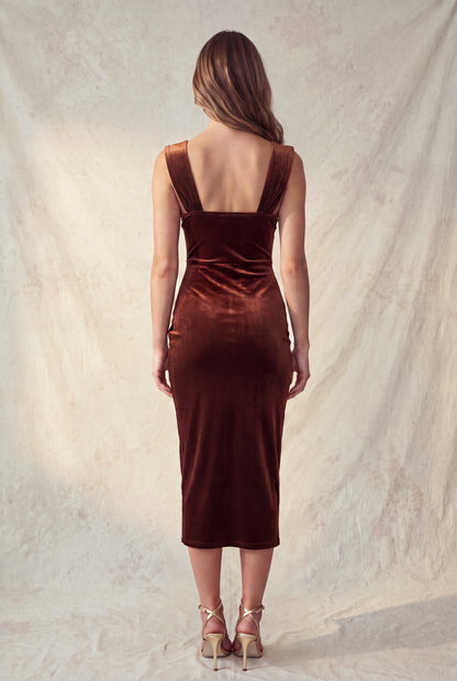 Velvet Sheath Silhouette Slit Dress