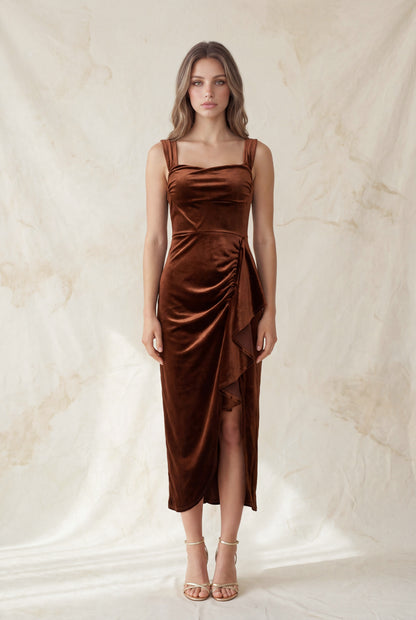 Velvet Sheath Silhouette Slit Dress