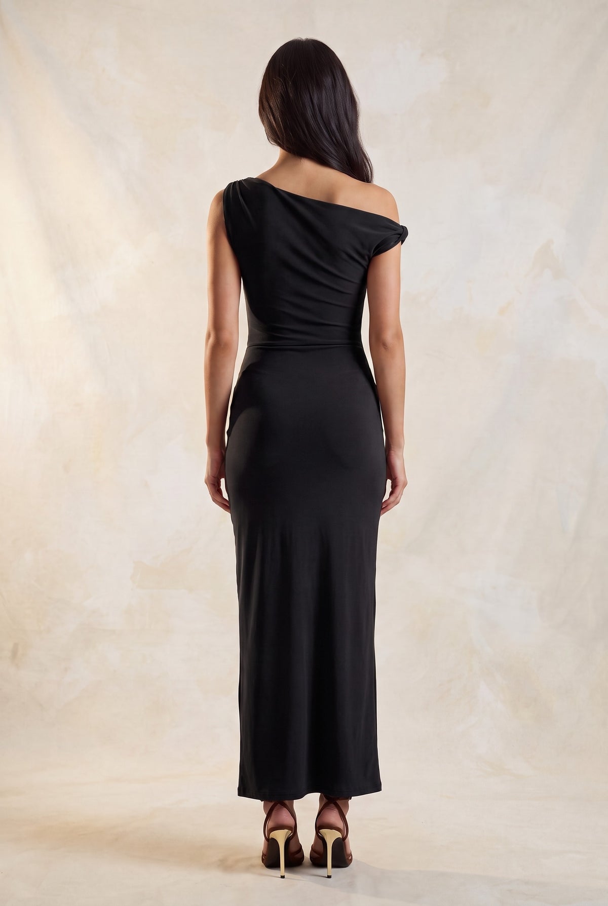 Twisted One-shoulder Asymmetric Maxi Dress
