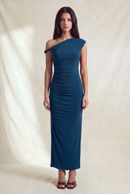 Twisted One-shoulder Asymmetric Maxi Dress