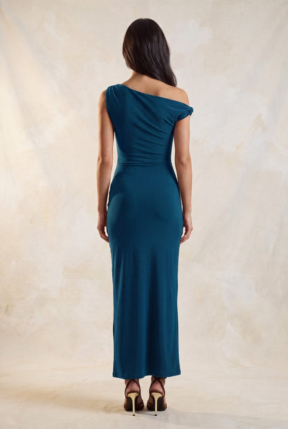 Twisted One-shoulder Asymmetric Maxi Dress