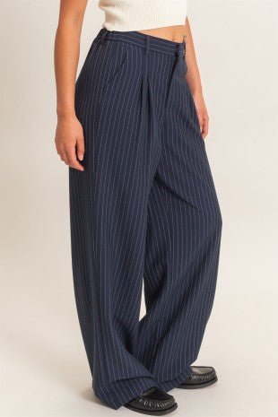 Pinstripe Wide-leg Trousers