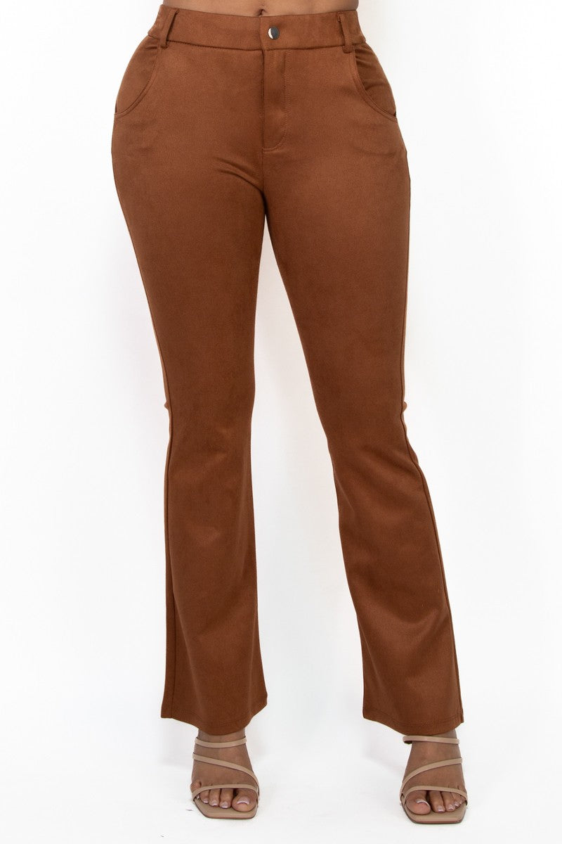 High-rise Wide Leg Soft Suede Pants
