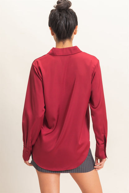 Satin Button Down Blouse