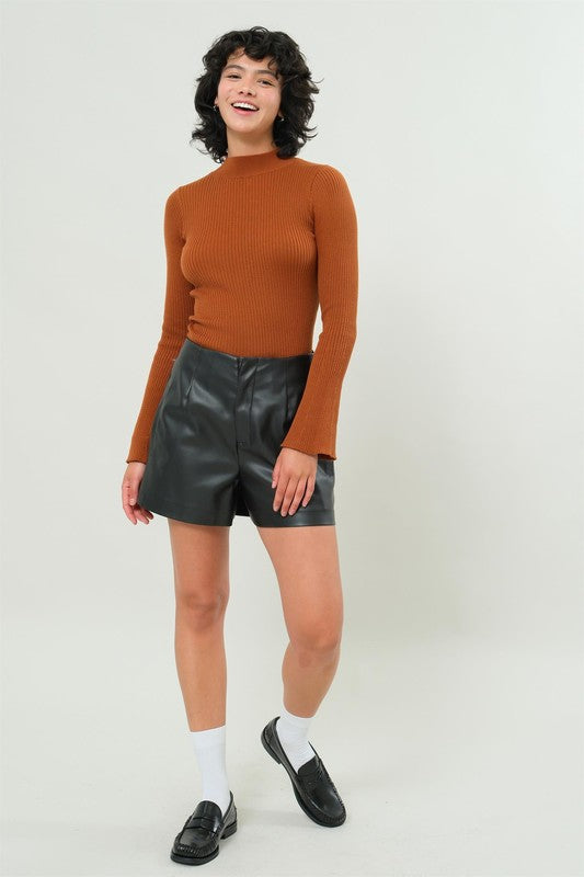 faux leather high waist shorts