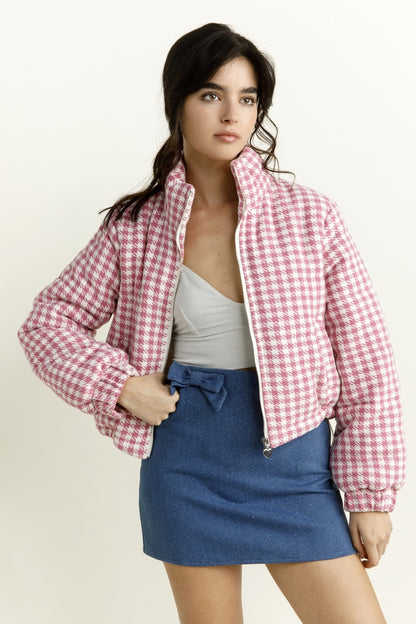 houndstooth puffer jacket