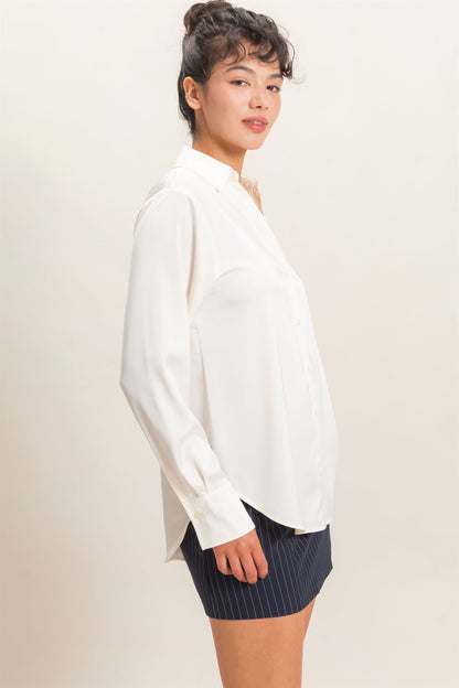 Satin Button Down Blouse