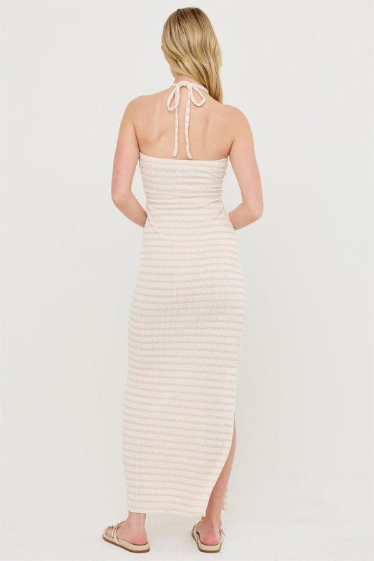 Halter Neck Twist Bust Midi Dress