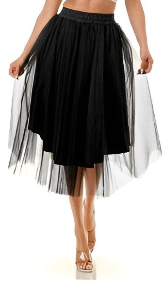 layered tulle midi skirt