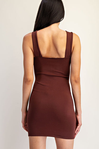 Halter Gold Trim Detail Bodycon Mini Dress