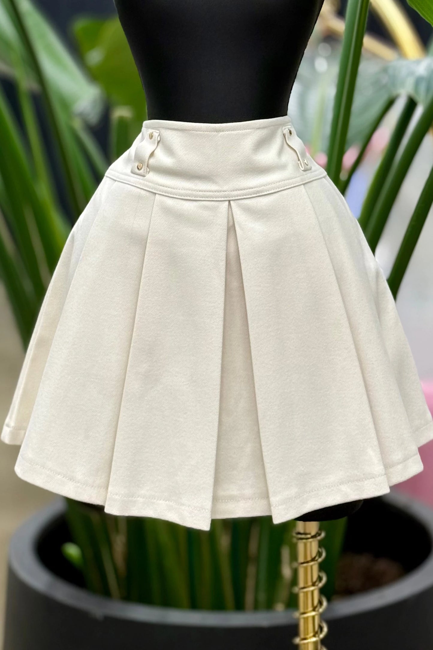 brushed twill pleated mini skirt