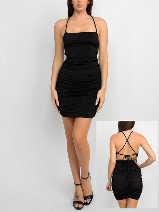 sleeveless slinky ruched dress - RK Collections Boutique