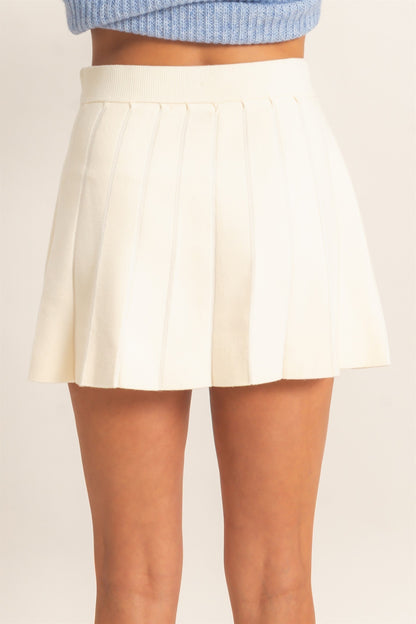 Pleated Mini Knit Skirt