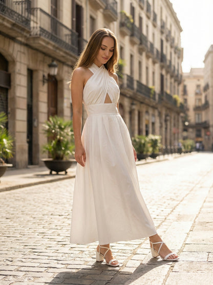 Cross Halter Cut-out Midi Dress