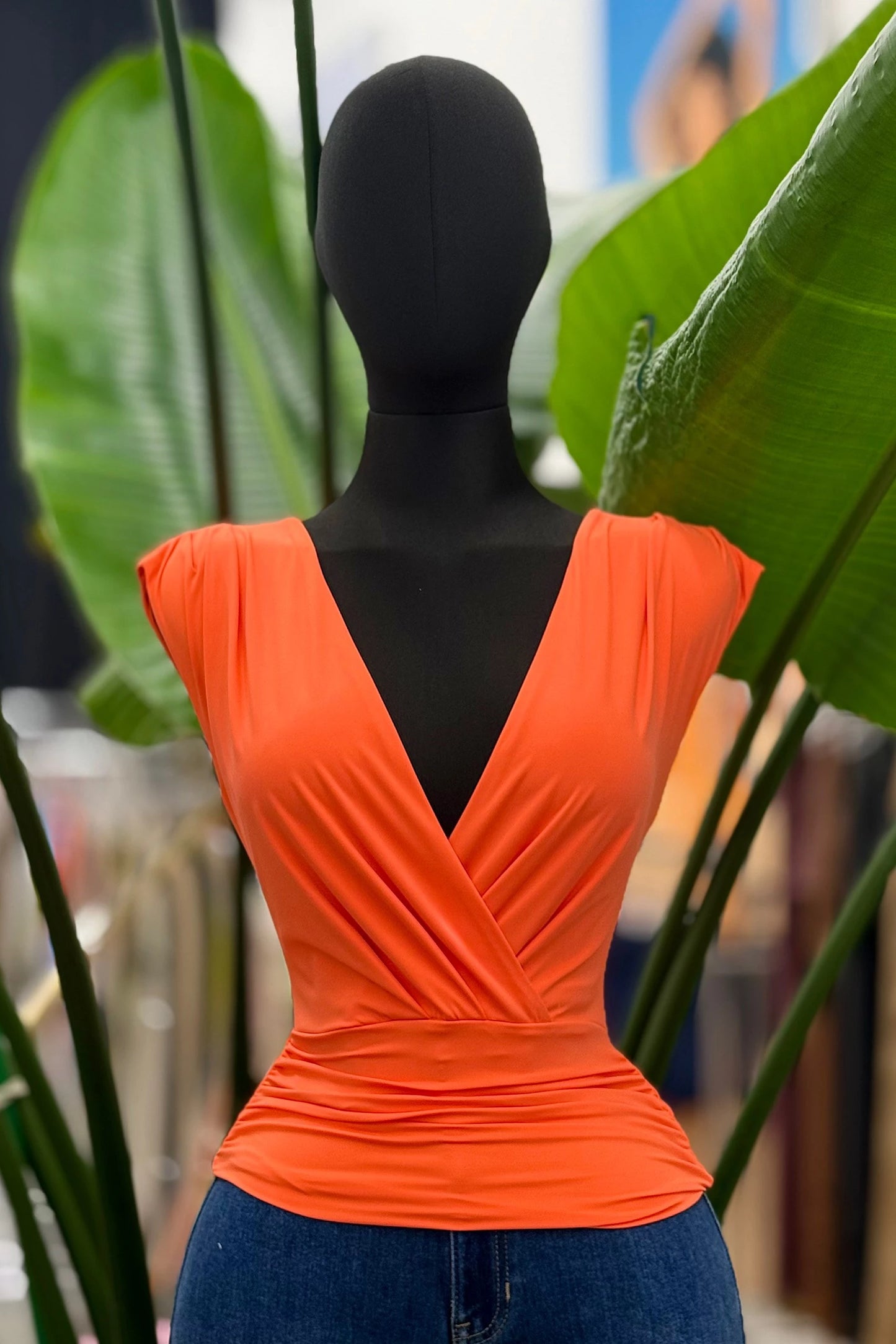 slinky surplice short sleeve top