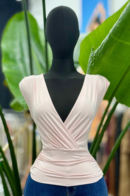 slinky surplice short sleeve top