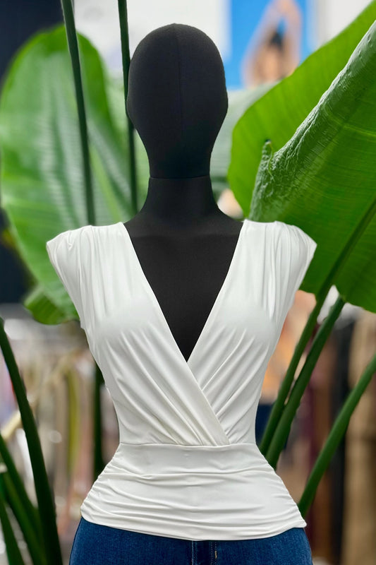 slinky surplice short sleeve top