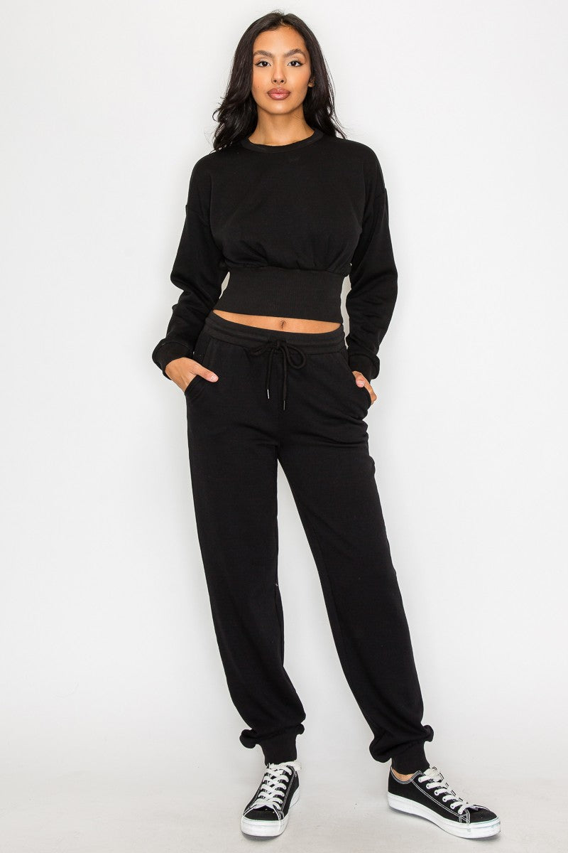 crop fleeced sweatshirt