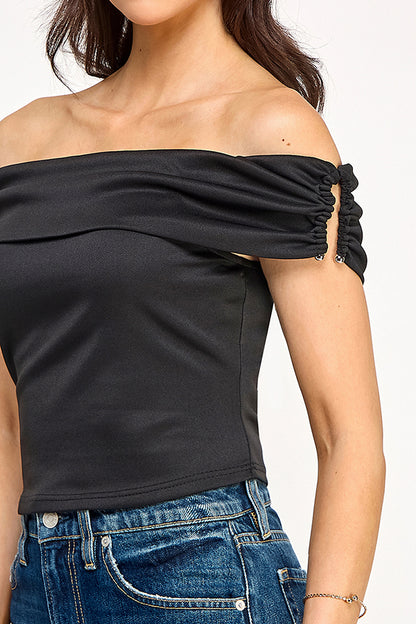 ruched U off the shoulder top