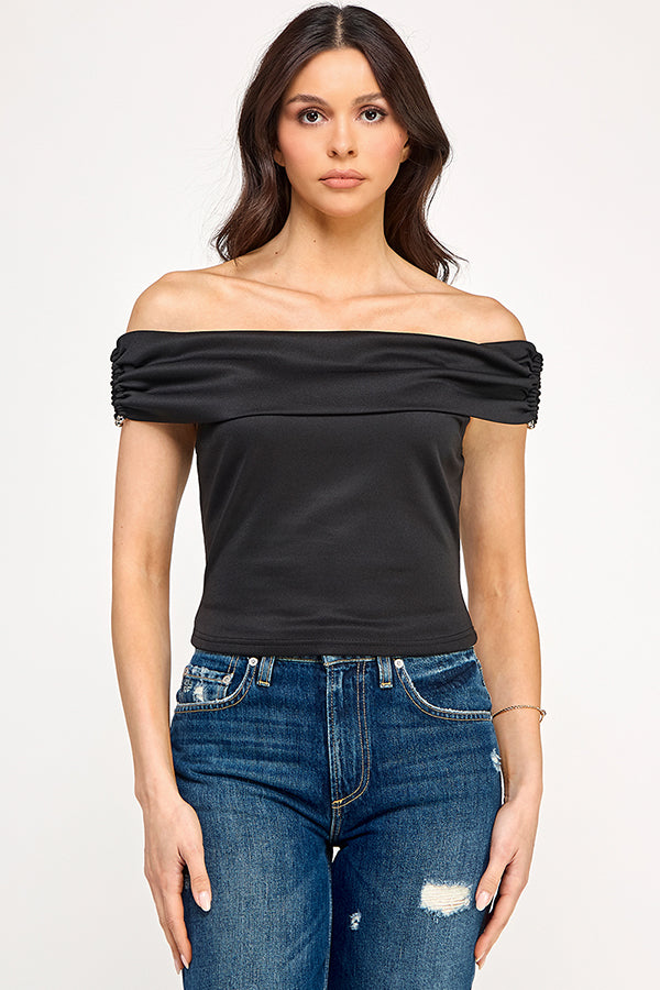 ruched U off the shoulder top