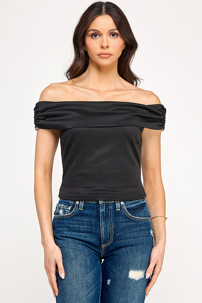 ruched U off the shoulder top