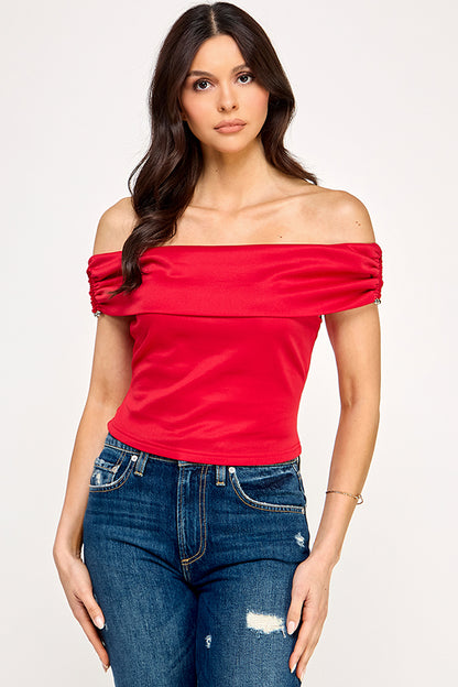 ruched U off the shoulder top