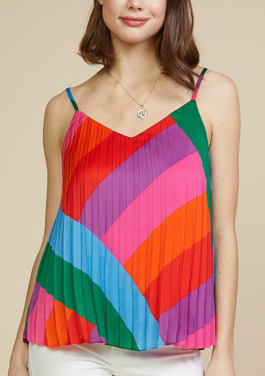 stripe pleated sleeveless top - RK Collections Boutique