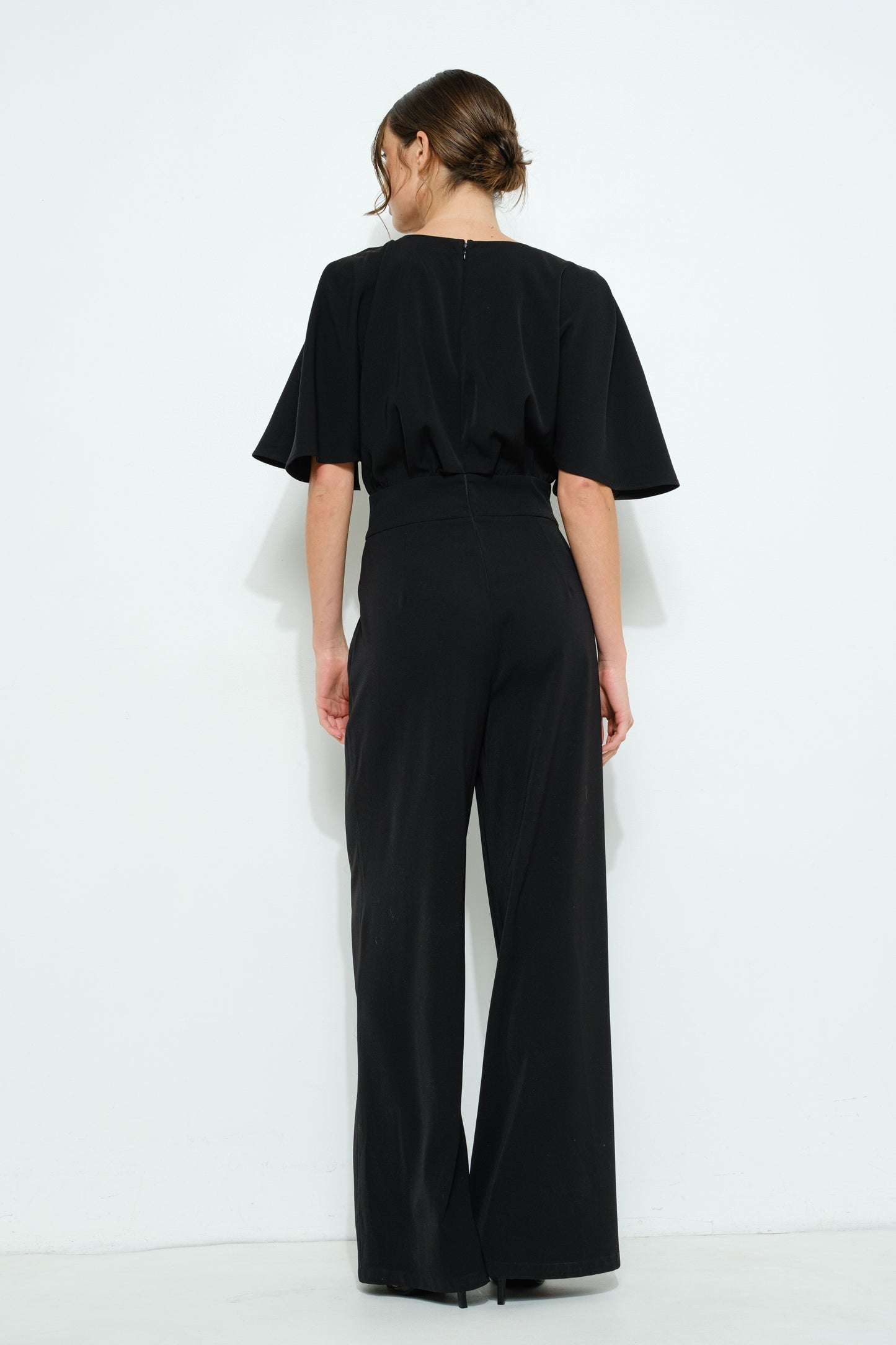 Flutter Kimono Sleeve Buckle Detail Wide Jumpsuit