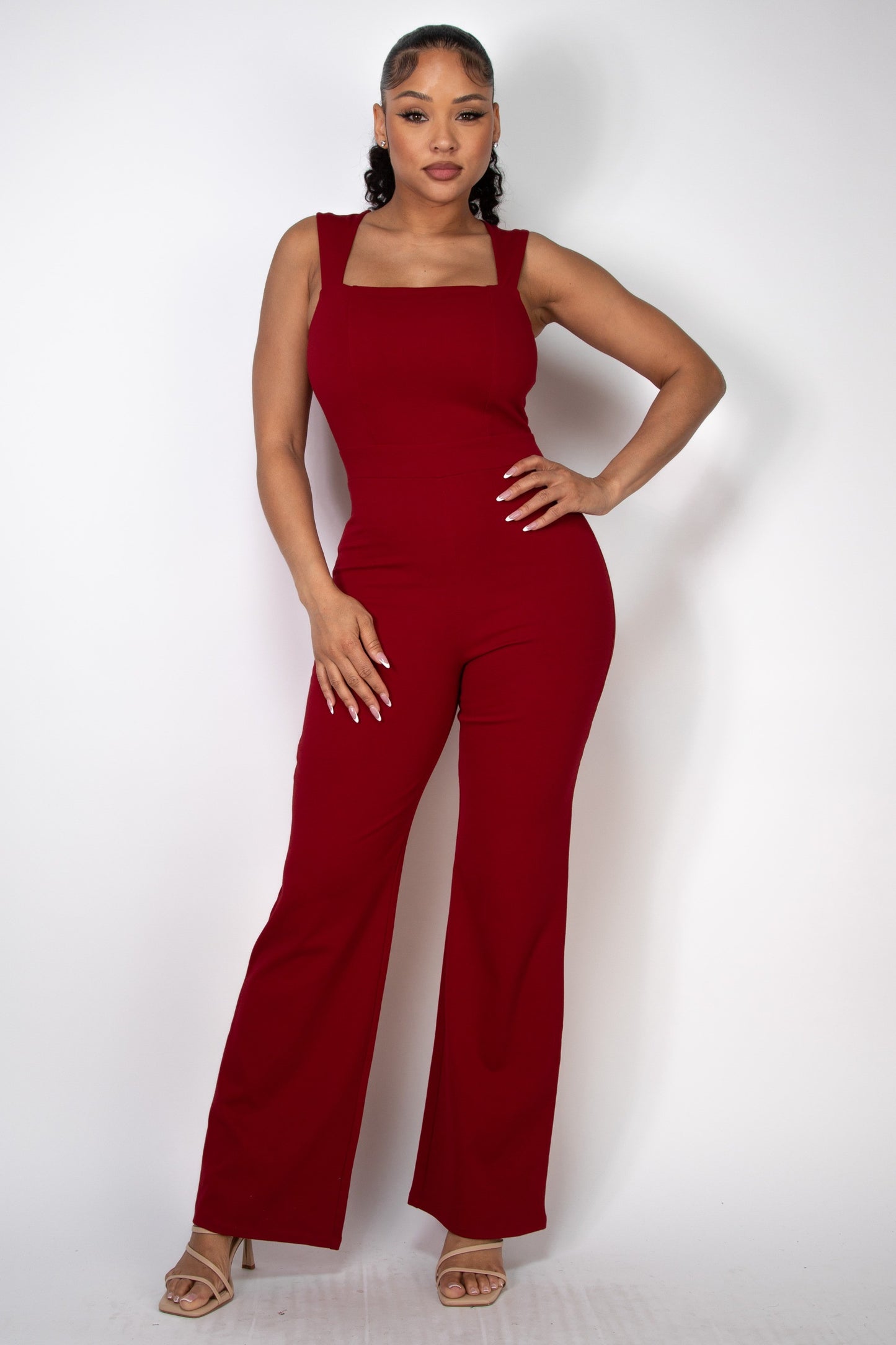 square neck sleeveless jumpsuit