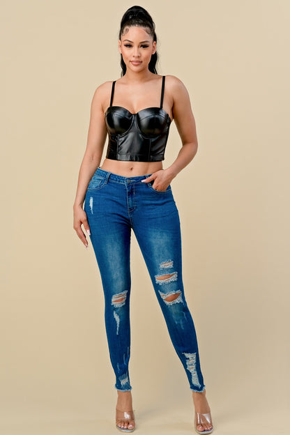 faux leather bustier