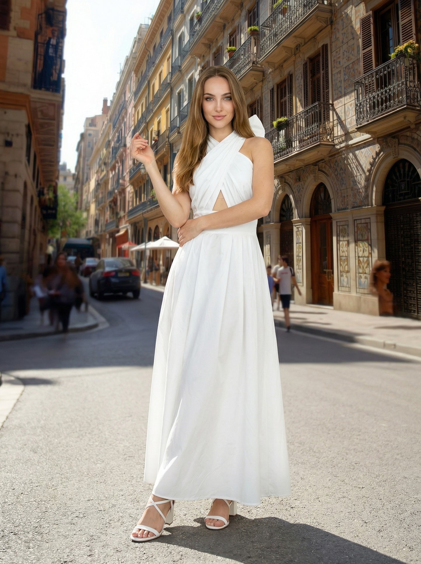 Cross Halter Cut-out Midi Dress