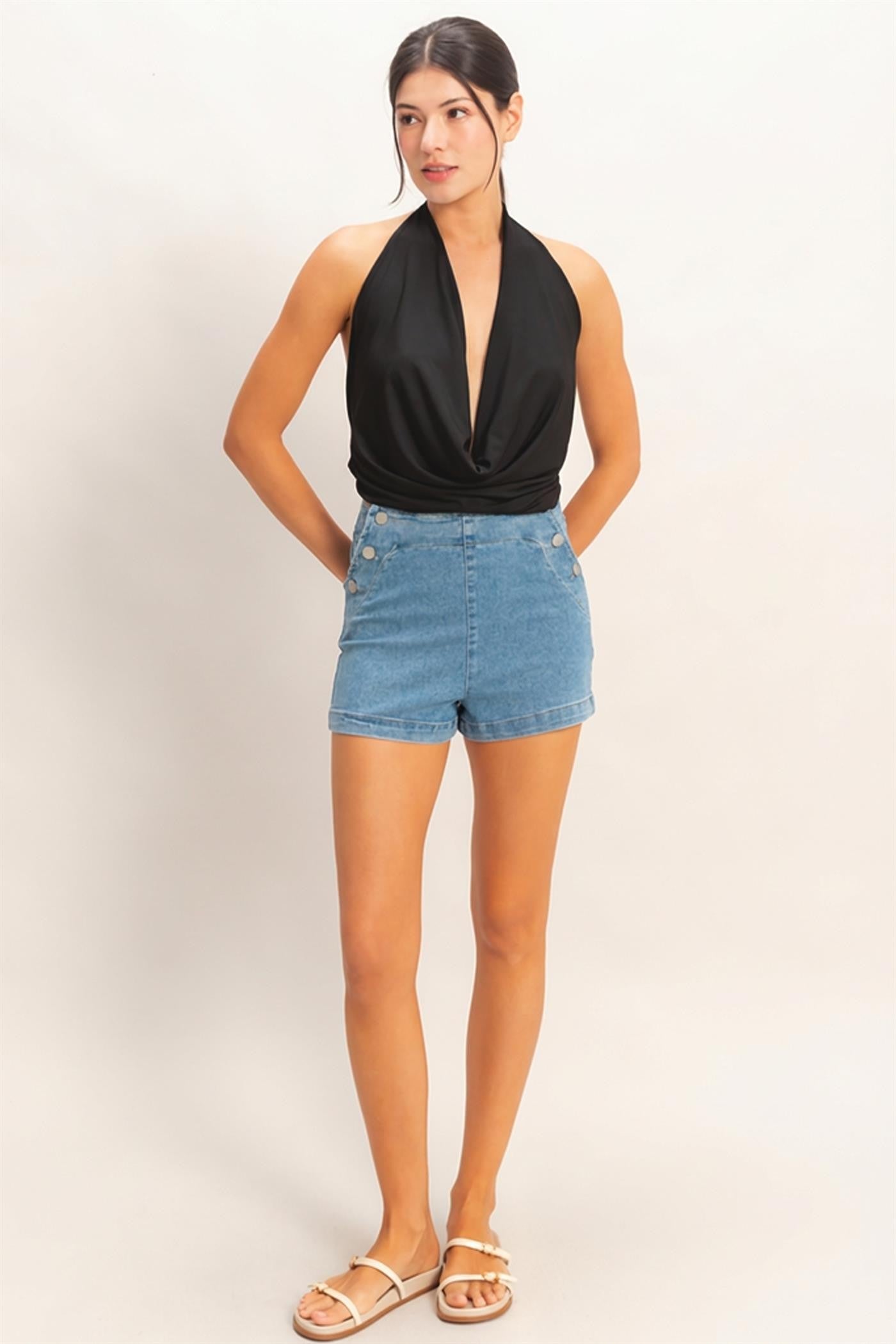 Draped Halter Neck Top