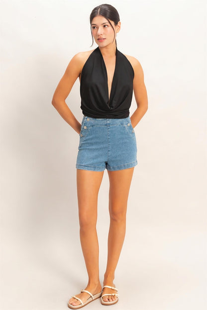 Draped Halter Neck Top
